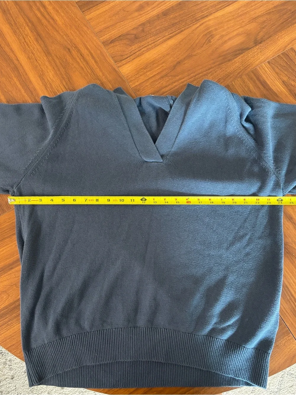 Free People Free-Est Beach Drea Sweater Rib Knit Polo Pullover Navy Blue Size S